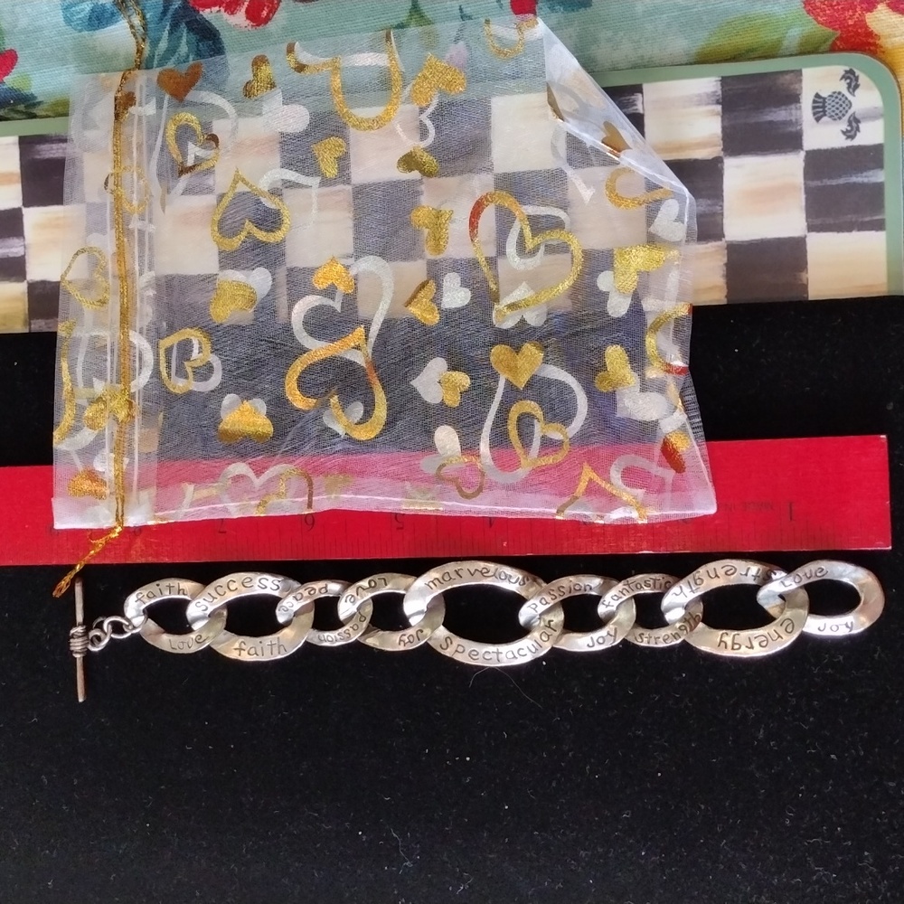 Silver Tone Affirmations Bracelet